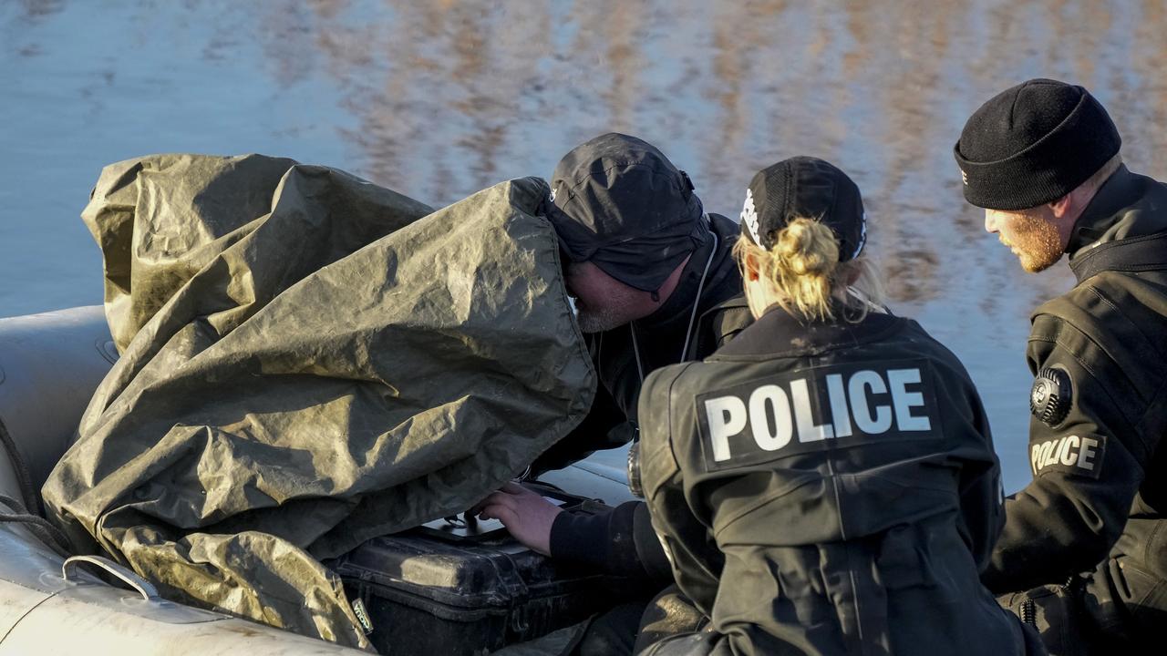 A police underwater search team search the River Wyre on Monday. Picture: Christopher Furlong/Getty Images