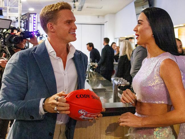 Cody Simpson with Katy Perry at the MCG. Picture: Nadir Kinani