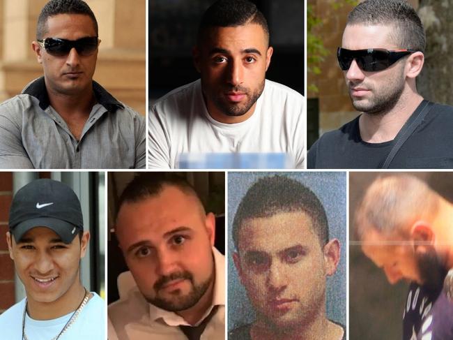 The seven men found guilty of the murder of Jason De Ieso – (top) Husain Alzuain, Mohamed Alzuain, Kyle Pride, Daniel Jalleh, (bottom) Ross Montgomery, Musa Alzuain and Nicholas Sianis.