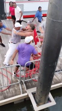 Violent brawl breaks out at boat marina