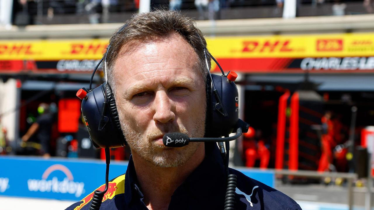 Red Bull Racing's British team principal Christian Horner stands in the pit lane during the French Formula One Grand Prix at the Circuit Paul-Ricard in Le Castellet, southern France, on July 24, 2022. (Photo by ERIC GAILLARD / POOL / AFP)