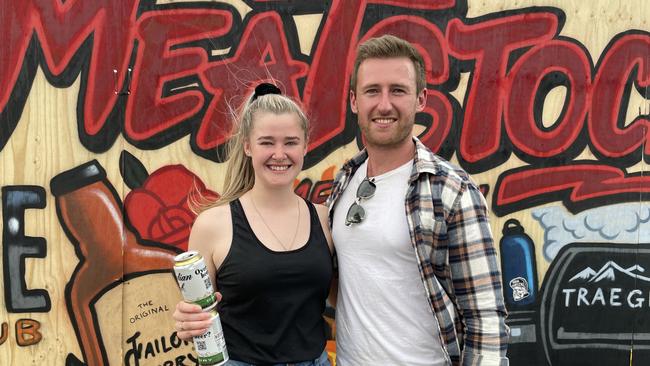 Claire and Sean Gilchrist live it up at Meatstock at the Melbourne Showgrounds on March 18. 2023.