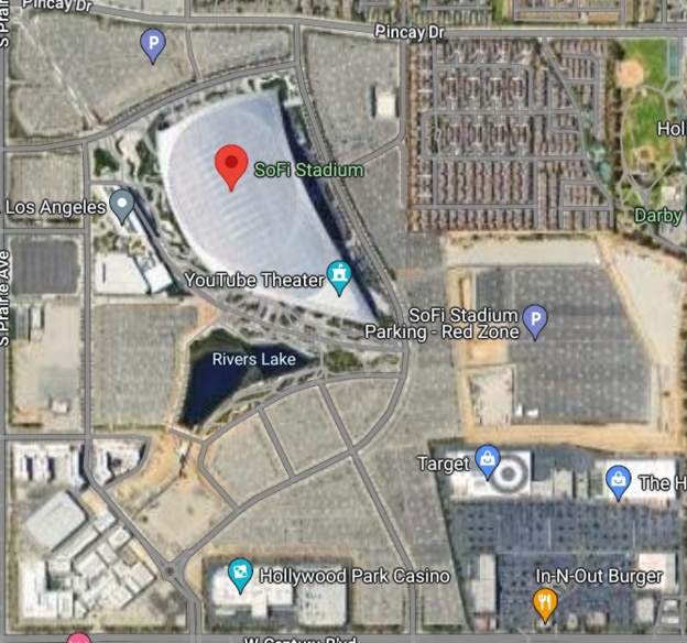 Plenty of parking at California’s SoFi Stadium.