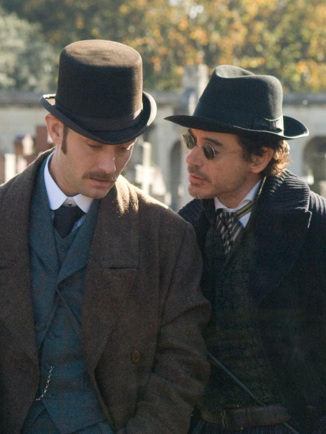 Jude Law as Watson and Downey as Holmes in the 2009 film Sherlock Holmes. Picture: Roadshow