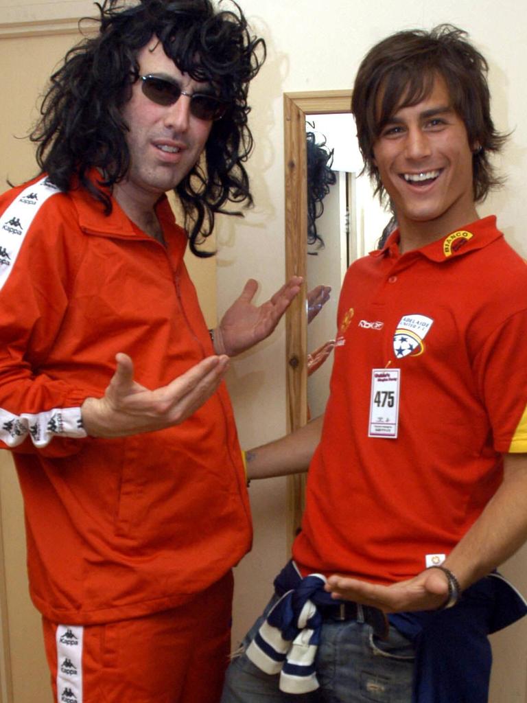 Moclair as Guido Hatzis with Adelaide United player Tony Hatzis.