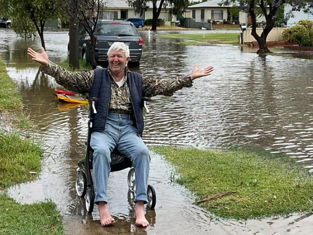 One Swan Hill resident doesn’t mind the deluge. Picture: Supplied