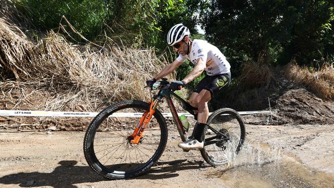 The UCI Masters Mountain Bike World Championships has begun at Smithfield Mountain Bike Park, with competitors over 35 years competing on the rainforest trails for the title of World Champion. Two time World Champion in the over 40 year men's category, Patxi Cia, from Spain, completes a practice session at Smithfield Mountain Bike Park. Picture: Brendan Radke