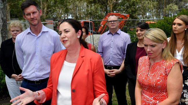 Queensland Premier Annastacia Palaszczuk during a press conference at Oxenford on the Gold Coast. Picture: AAP Image/Darren England