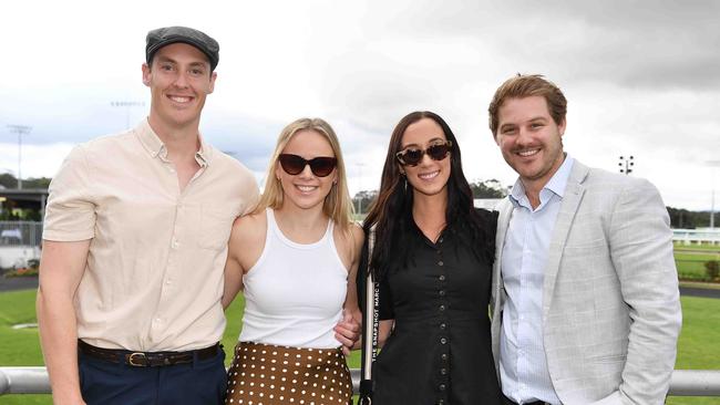 Phil Tonkin, Siobhan Senior, Cass Rossow and Brendan Furdek at the Noosa Cup Race Day. Picture: Patrick Woods.