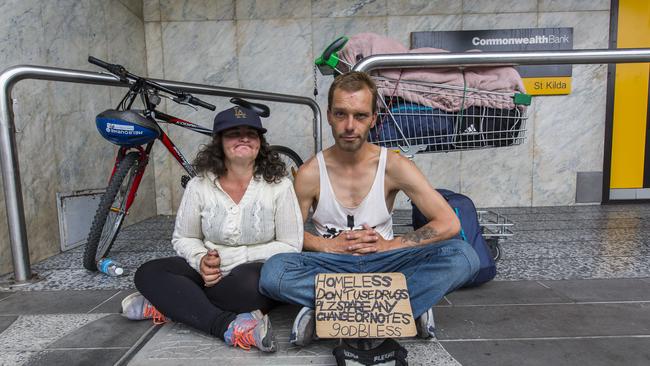 Homeless people Cindy and Marcus Hemi in St Kilda. Picture: Valeriu Campan