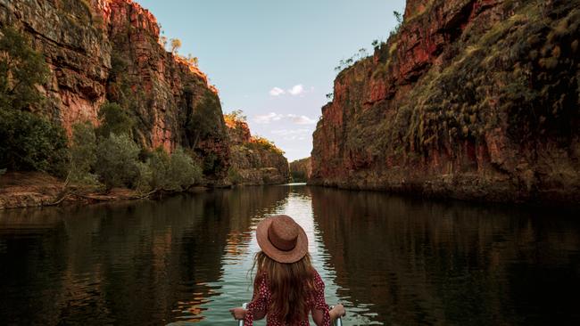 Territorians are being encouraged to spend their money on tourism within the NT, like doing a cruise in Nitmiluk Gorge. Picture: TOURISM NT/EMILIE RISTEVSKI