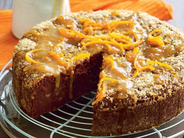 Chocolate bread cake with orange sauce by Tobie Puttock.