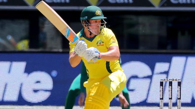 Aaron Finch batting against South Africa in Perth.