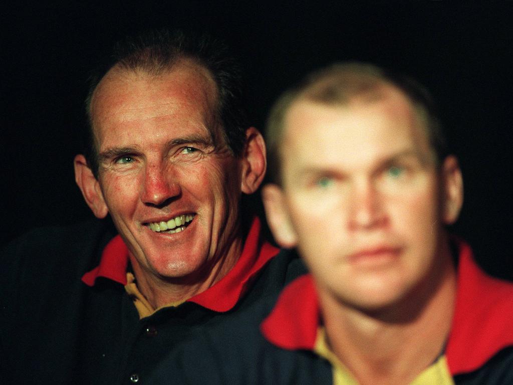 Broncos coach Wayne Bennett with Allan Langer.