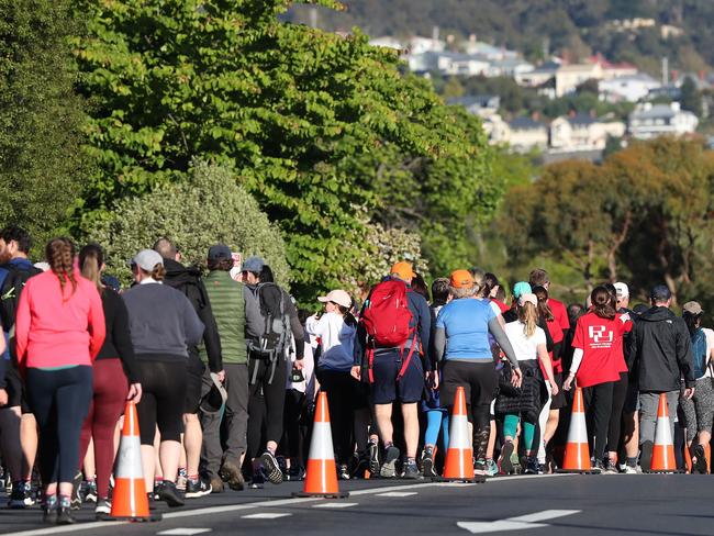 Walkers head up Sandy Bay Rd. Picture: Nikki Davis-Jones
