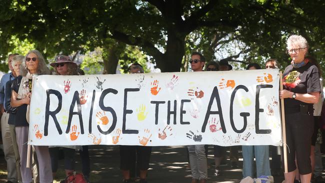 Raise the Age rally on parliament lawns Hobart in November, 2022. Picture: Nikki Davis-Jones