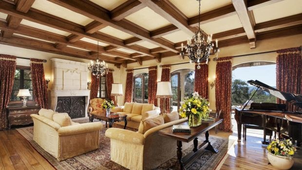 Inside their Montecito home. Picture: Supplied from the sale listing in 2015