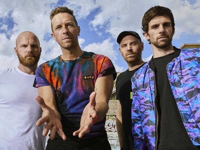 British rock band Coldplay, which will perform a one-off concert in Perth on November 18, 2023 as part of its Music of the Spheres world tour. Picture: James Marcus Haney