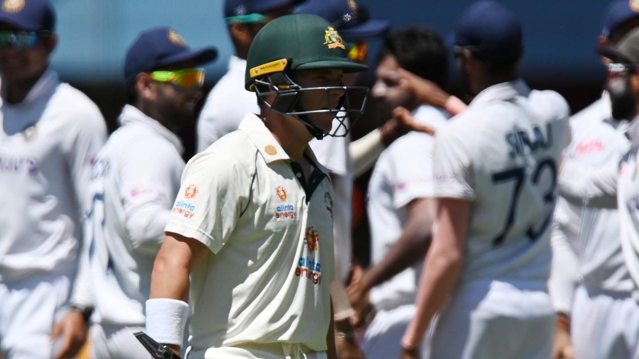 Sharldul Thakur of India celebrates dismissing Marcus Harris of Australia during day one of the fourth Test.