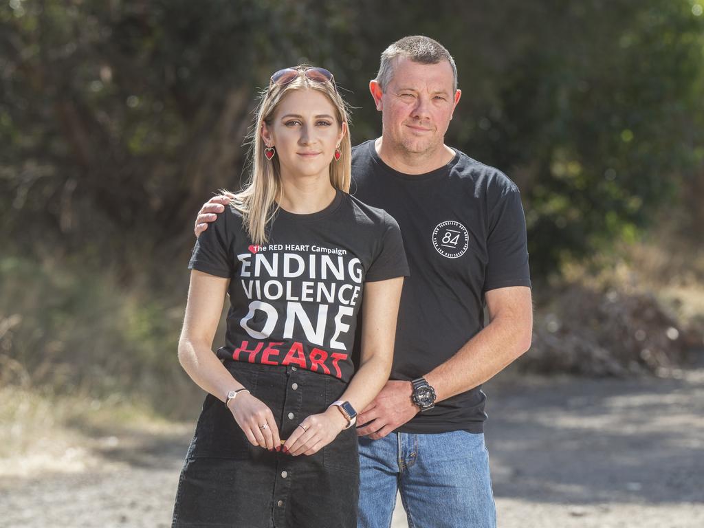 Boyd and Bianca Unwin, Katie’s father and sister, have been campaigning against domestic violence. Picture: Rob Leeson.