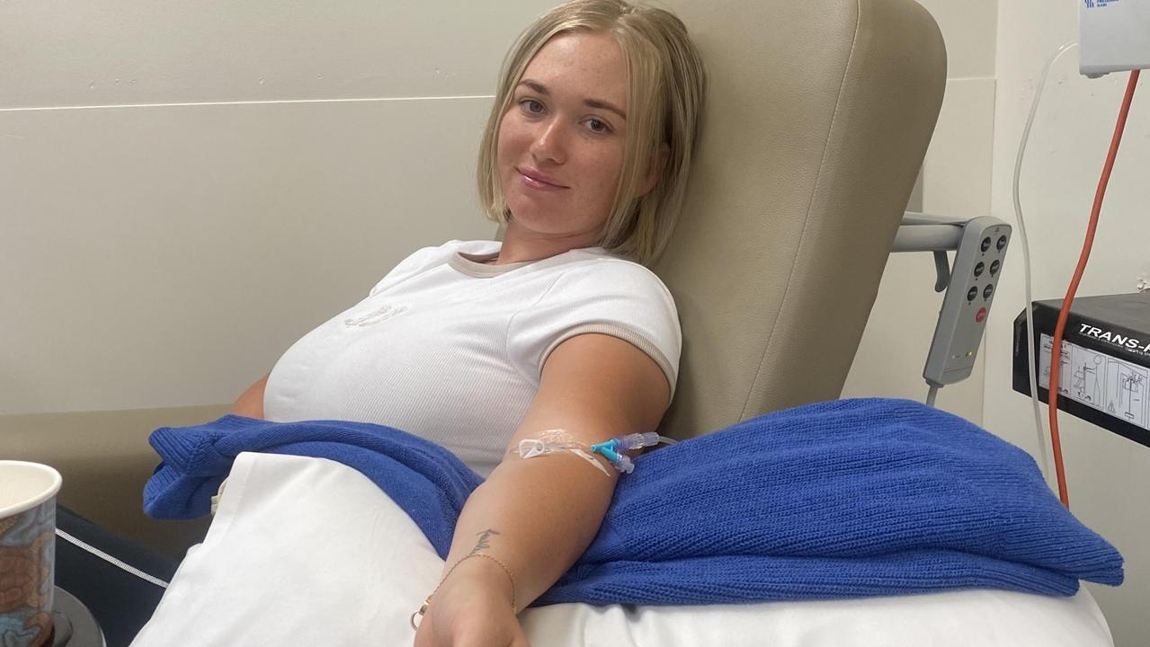 Former jockey Leah Kilner receives her first treatment for multiple sclerosis. Picture: Leah Kilner