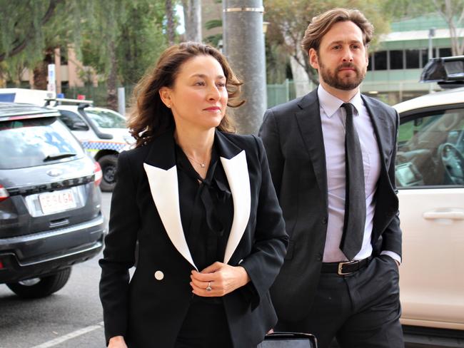 Counsel assisting Peggy Dwyer with colleague Patrick Coleridge, entering the Alice Springs Local Court on September 6, 2022 for the inquest into the death of Kumanjayi Walker. Picture: Jason Walls