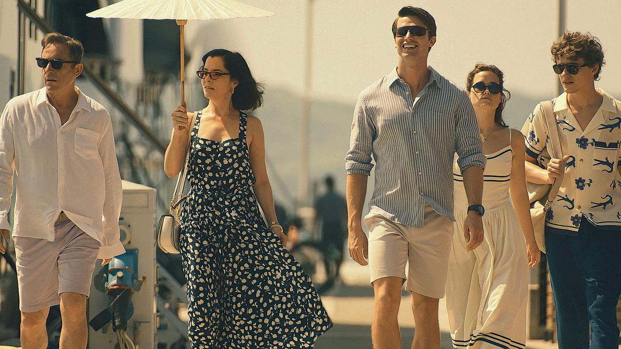 The Ratliff family played by Jason Isaacs, Parker Posey, Patrick Schwarzenegger, Sarah Catherine Hook and Sam Nivola. Picture: Max