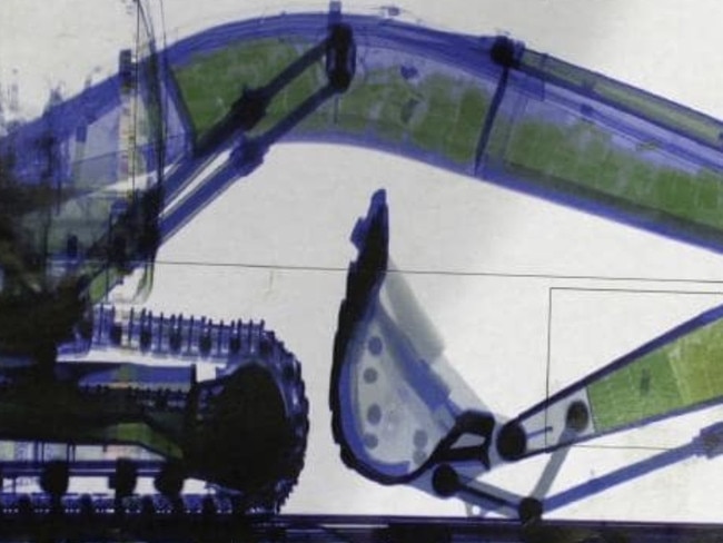 X-ray image of the excavator, which police allege was filled with cocaine.