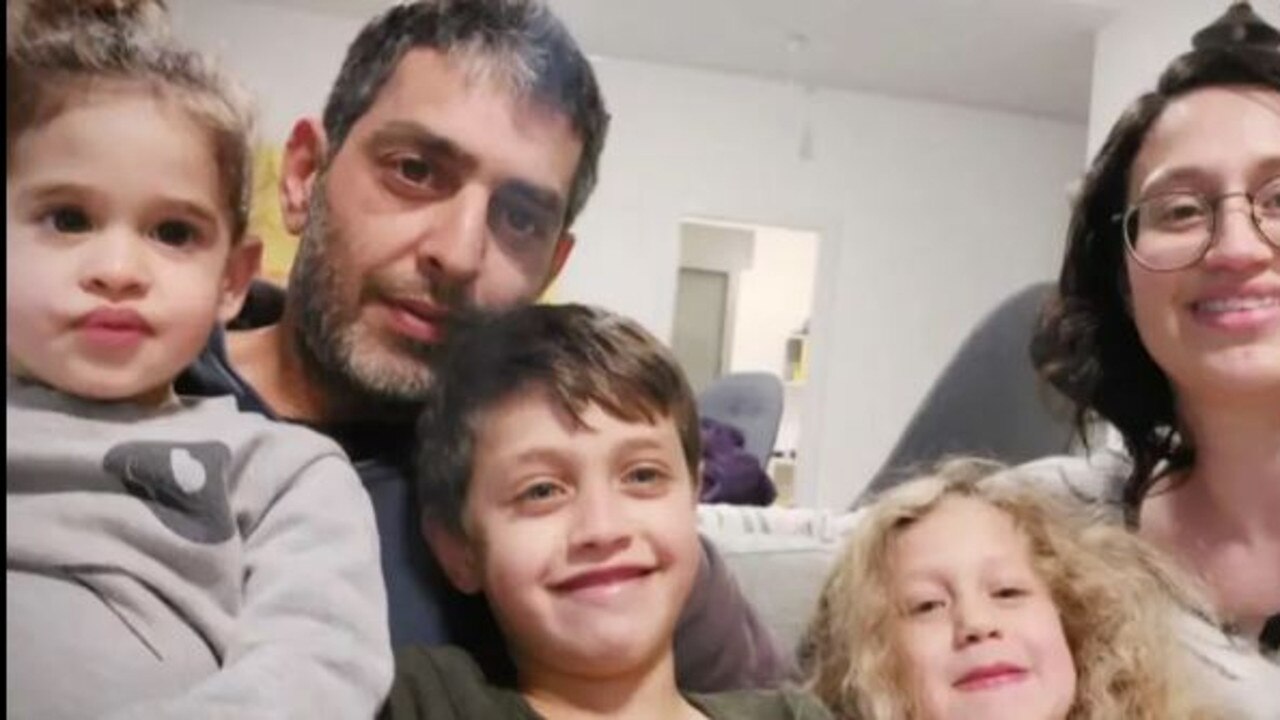 Abigail (left) with her parents, Roi and Smadar, who were killed in the terror attack, and her older siblings, who survived. Picture: NBC News