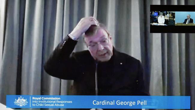 Pell gives evidence in February 2016.