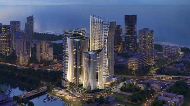 Artist impression of Aniko Group's planned $1bn, four-tower project planned for a site on Seaview Ave, Broadbeach next to Pacific Fair Shopping Centre. Picture: Supplied.