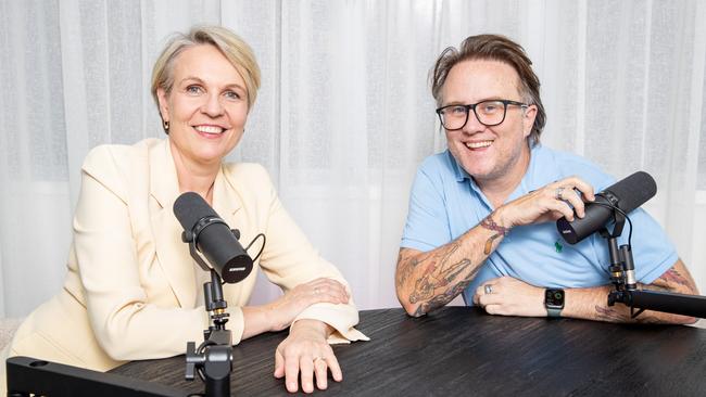 Federal Minister Tanya Plibersek recording the Mental As Anyone podcast with Jonathon Moran. Photographer: Christian Gilles.