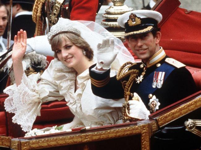 The Princess and Prince of Wales, Diana and Charles, wave from their carriage on their wedding day. Picture: Supplied