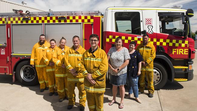 Team effort: Warracknabeal CFA captain Cameron Whelan (centre), with Wimmera strike team members who fought fires at Walwa earlier this month. Wimmera CFA brigades are now raising funds for farmers at Walwa. Picture: Dannika Bonser