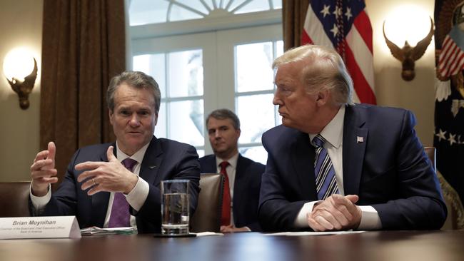 Brian Moynihan with then US President Donald Trump during a business summit at the White House in early 2020. Picture: Bloomberg