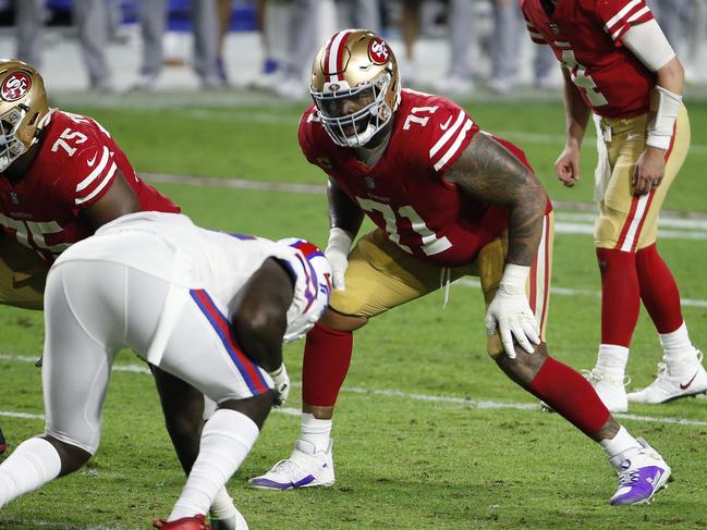 Trent Williams will be protecting the blind side of Jimmy Garoppolo – or whichever quarterback ends up behind centre in San Francisco. (Photo by Ralph Freso/Getty Images)