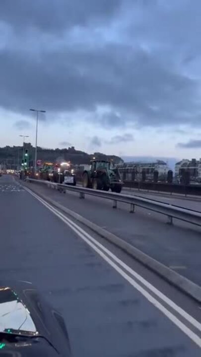 British Farmers Drive Tractors Through Dover During Protest