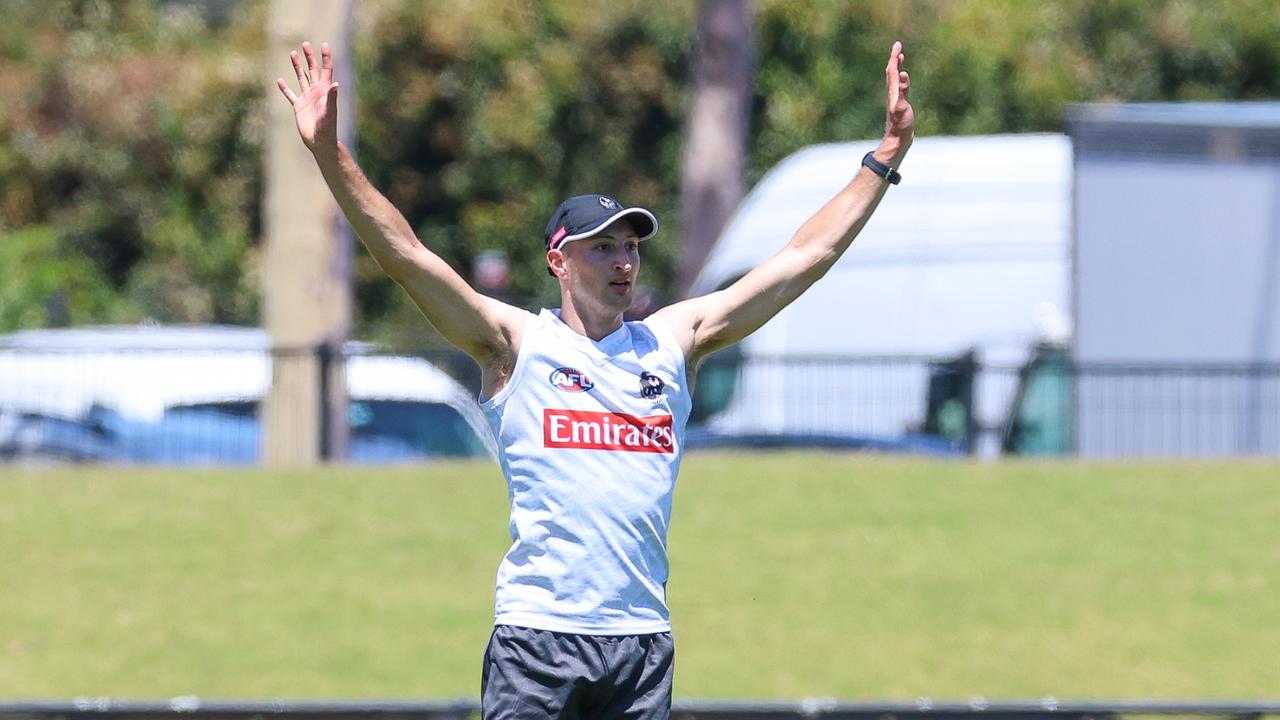 MELBOURNE, AUSTRALIA – JANUARY 11 2024 Sam Sofrinidis during training as Collingwood returns to training for 2024. Picture: Brendan Beckett