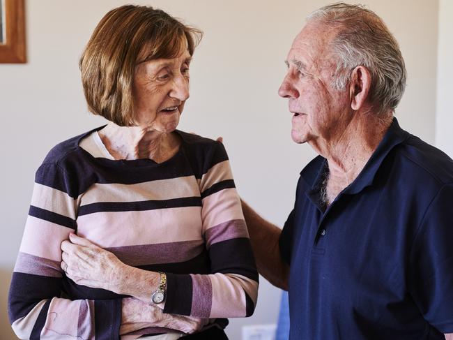 ** EMBARGOED UNTIL MONDAY 8TH MARCH, 2021 ** , Eric Kuhn visiting his wife Elizabeth at a nursing home in Young. Elizabeth was moved to the Young Nursing Home after the nursing home she lived in at Harden was closed. MUST CREDIT ROHAN THOMSON