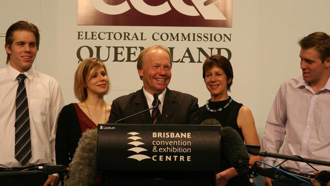 Peter Beattie and family on the victory podium in 2006. Picture: Rob Maccoll