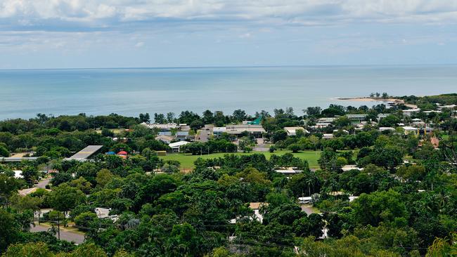 The township of Nhulunbuy, as viewed from the Roy Marika lookout. Picture: Michael Franchi