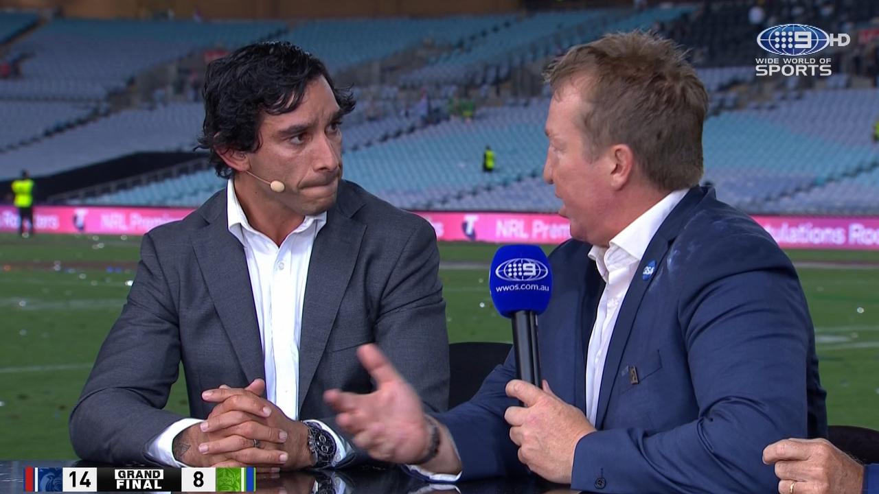 Johnathan Thurston and Trent Robinson clashed over the controversial six again call that led to the match winning try.