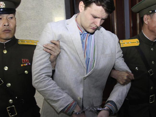 American student Otto Warmbier was found to have suffered the same kind of brain damage that occurs after a heart attack, according to a Coroner. Picture: AP/Photo/Jon Chol Jin, File.