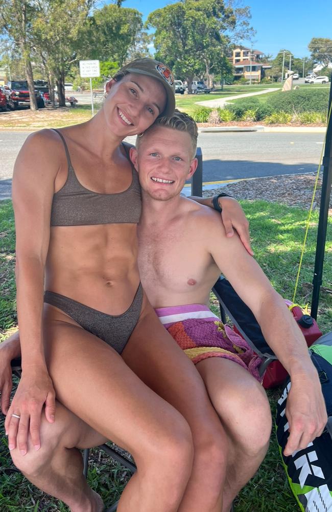 Netballer Kim Ravaillion and AFL player Adam Treloar