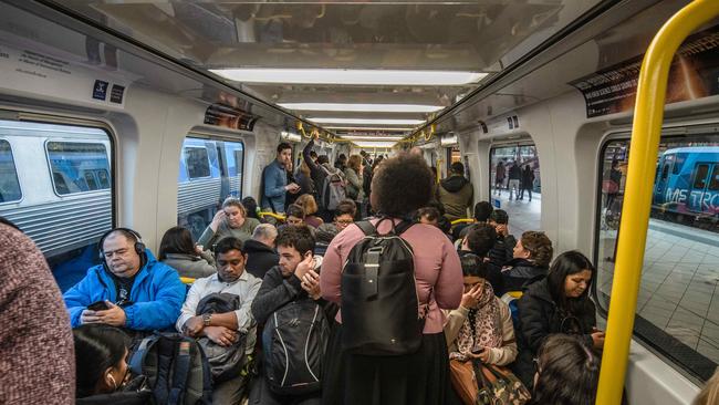 Trouble social distancing means public transport could soon be out of vogue. Picture: Jason Edwards.