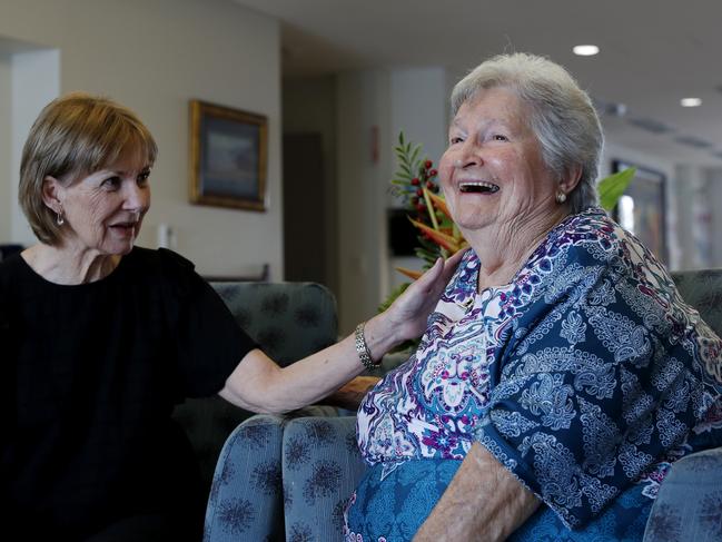 (L to R) Friends and aged care residents Julie Rankin and Fay Harris are set receive some of the first Australian Covid vaccinations on Monday. Sydney, Friday, 19 February, 2021. Picture: Nikki Short