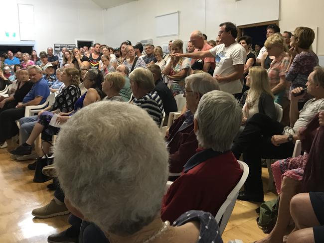 Davistown Progress Hall was packed to discuss the sale of Davistown wetlands in 2017.