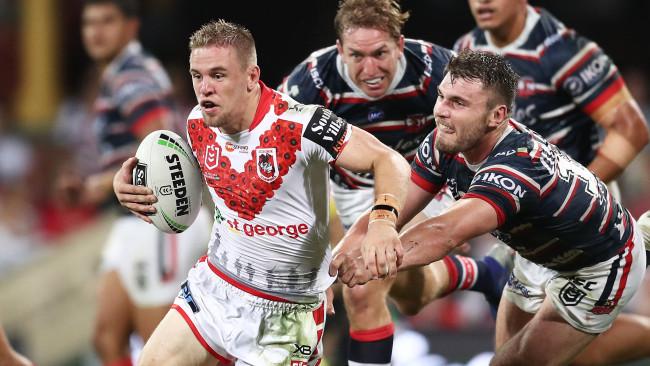 Matt Dufty makes a break for the Dragons. Picture: Getty Images