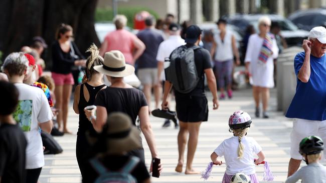 Part of the crowd at Sydney’s Balmoral Beach as people continued to be out and about on Saturday. Picture: Phil Hillyard