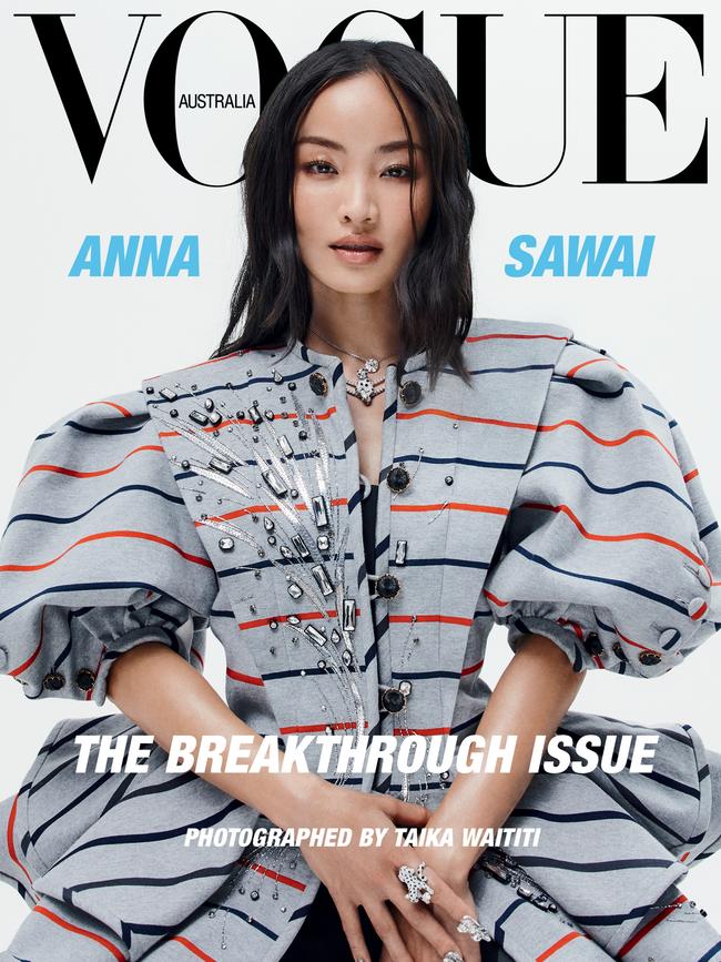 The March issue of Vogue Australia features Shogun star Anna Sawai on the cover. Photo: Taika Waititi